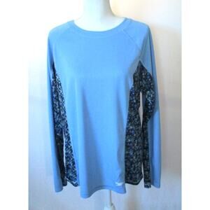Speedo Women's Long Sleeve Blue Floral Print Stretch Shirt Size XL